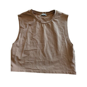 Zara Tan Sleeveless‎ Crop Top xl NWOT Boho Monochromatic Form Fitting